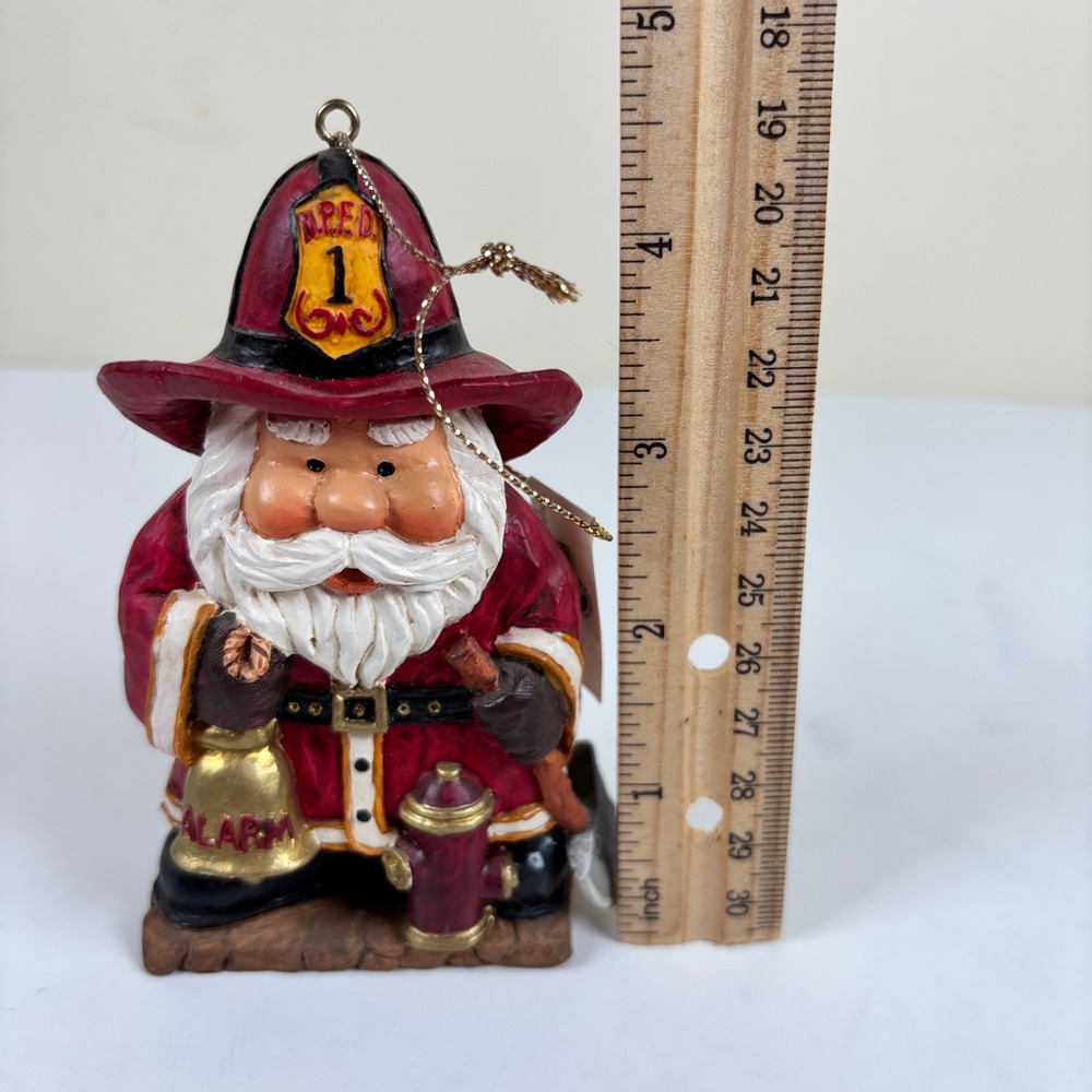 VTG Kurt Adler Firefighter Santa Ornament Handcrafted Resin North Pool FD 4.5" - Picture 8 of 9